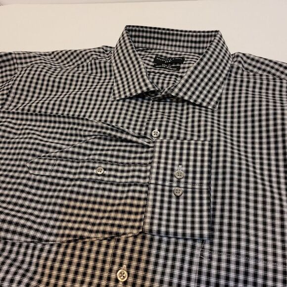 Shaquille O'Neal XLG Other - Shaquille O'Neal XLG Dress Shirt Mens 18 36/37 Black White Tall Cooling Stretch